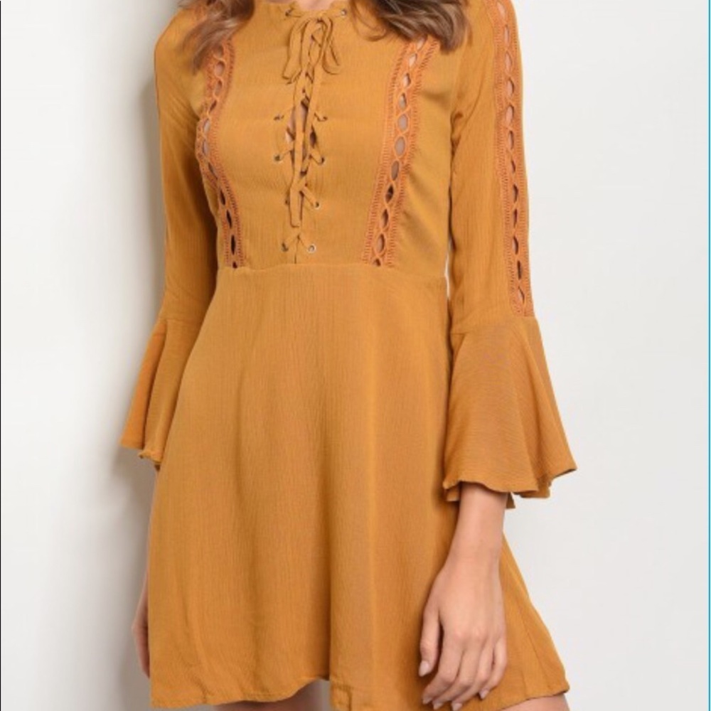 🧿NWT MUSTARD DRESS - Picture 1 of 2